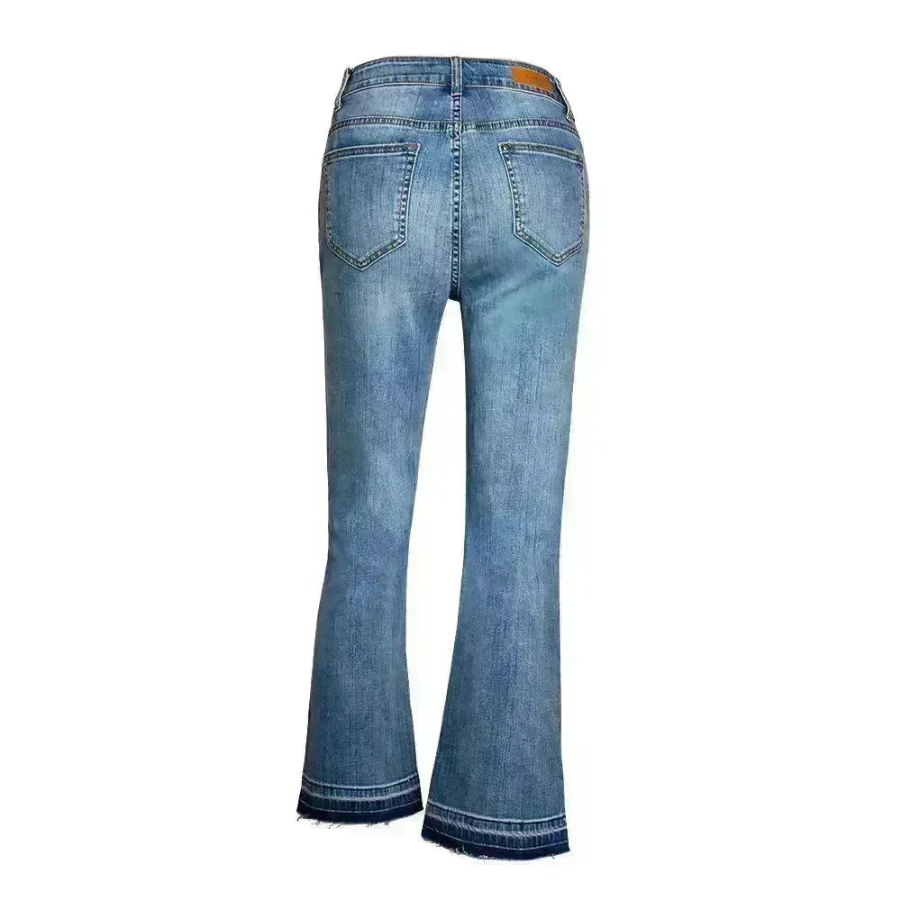 Women's Washed Elastic Loose Wide Leg Ankle-length Bootcut Jeans - EX-STOCK CANADA