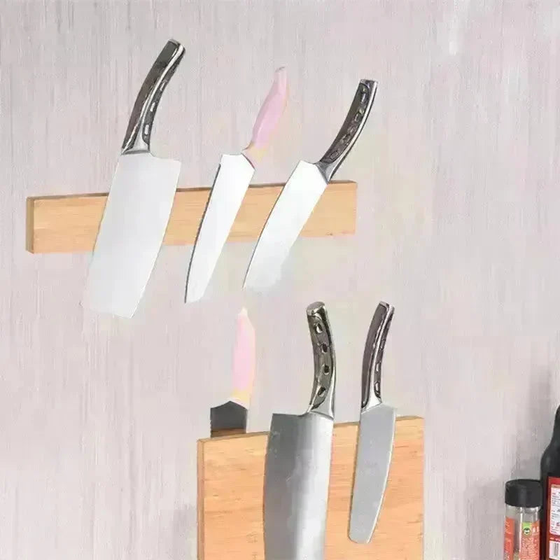 Wall Mounted Wooden Block Magnetic Knife Holder Rack - EX-STOCK CANADA
