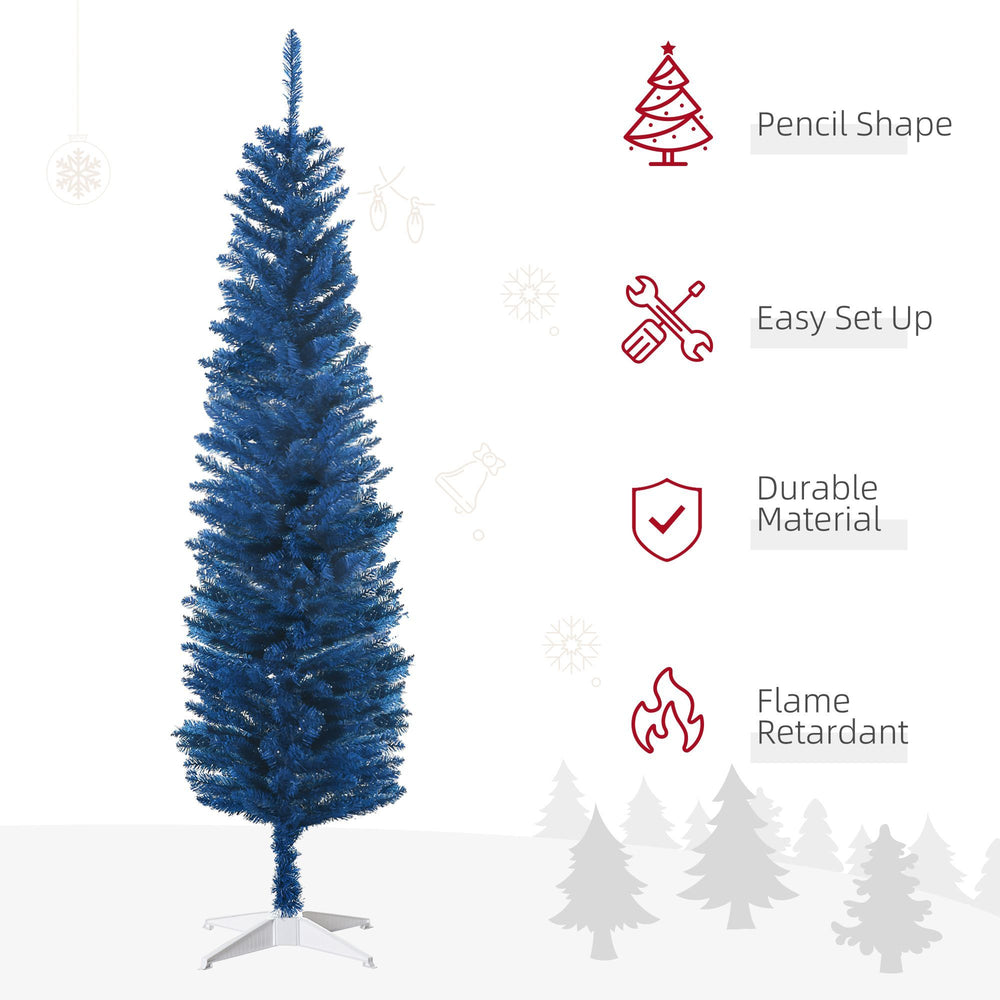 6ft Pencil Christmas Trees, Skinny Artificial Christmas Tree For Xmas Holiday Decor, Deep Blue EX-STOCK Canada 