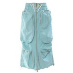 Three-dimensional Camouflage Zipper Pocket Side Slit  pencil Midi Cargo Skirt - EX-STOCK CANADA