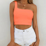 Casual Summer tops One shoulder crop tank top ladies