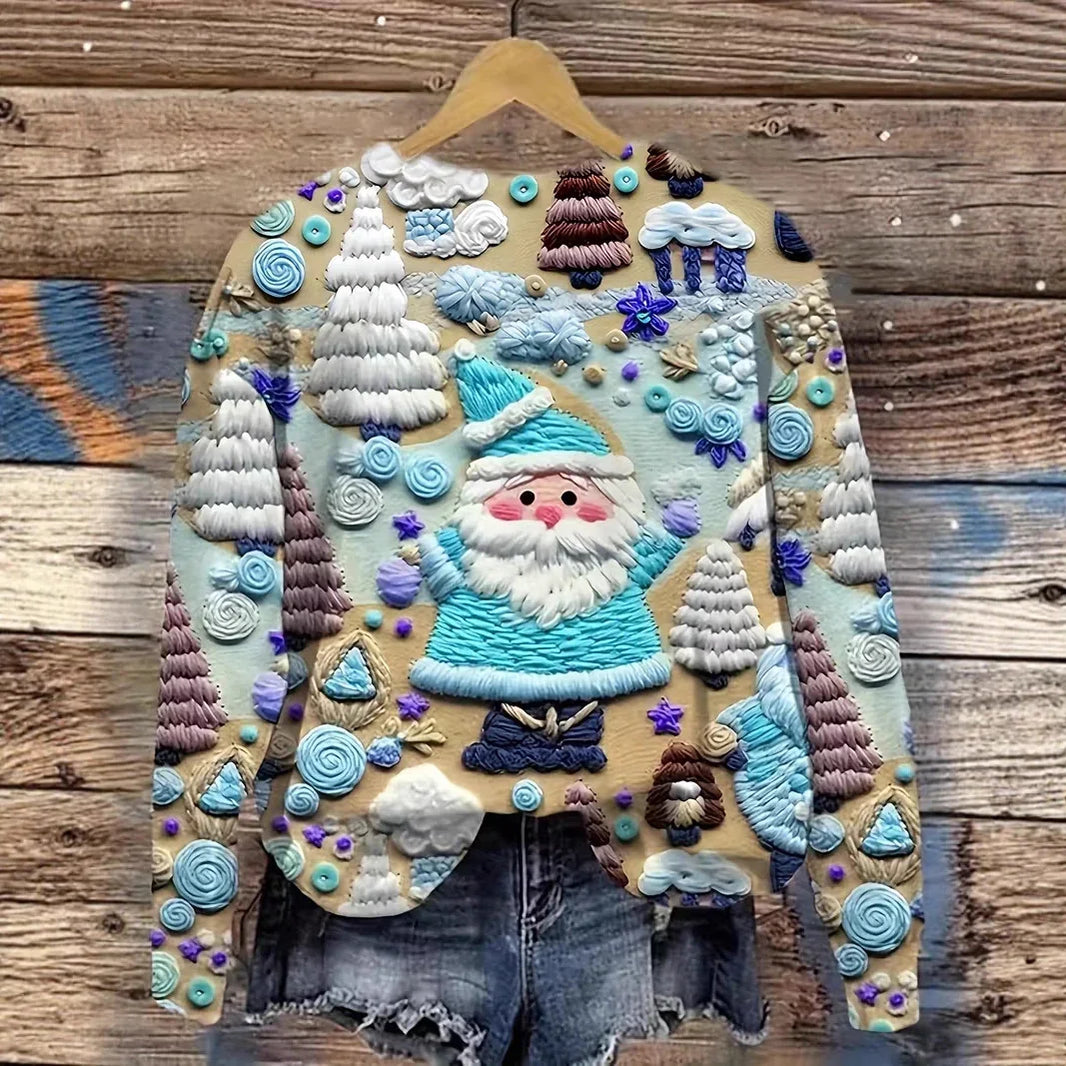 Women's Pullover Christmas Pattern Round Neck Sweatshirt EX-STOCK Canada 