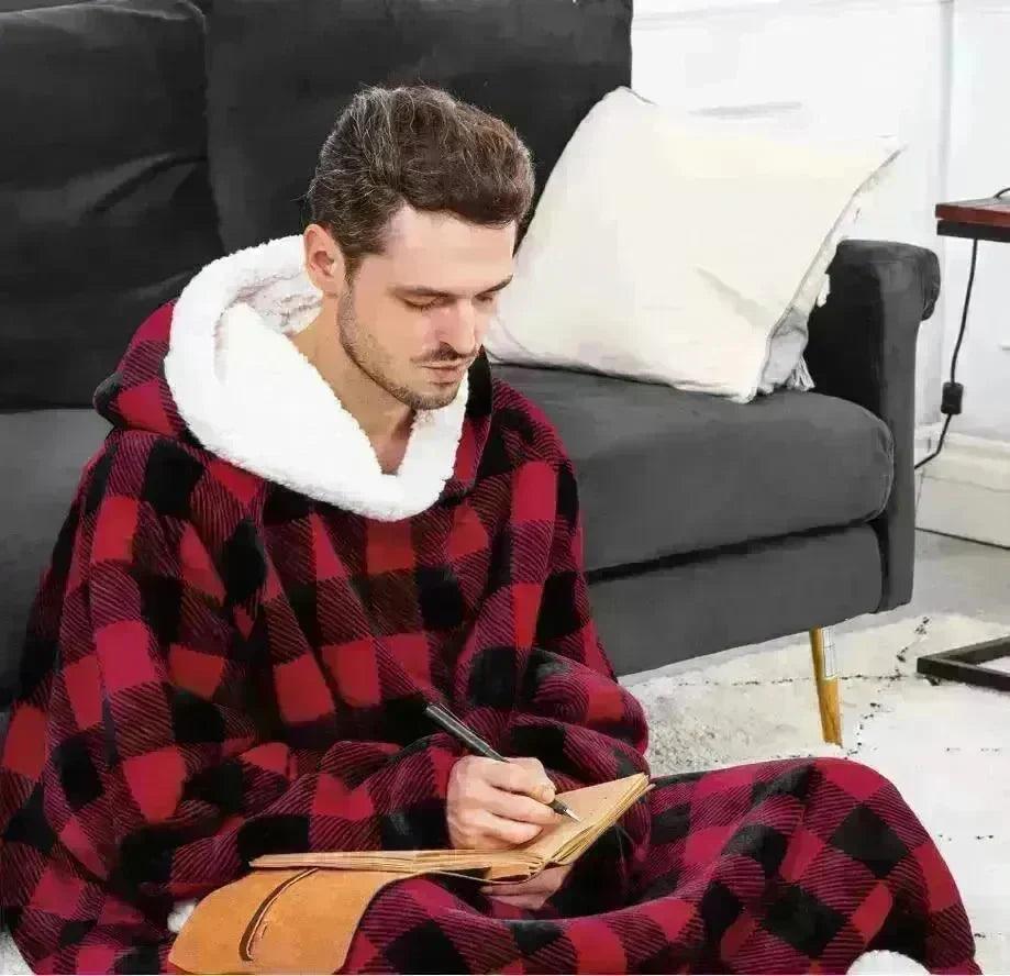 Felpa con Cappuccio Oversize in Pile, Coperta Invernale Calda, Abbigliamento per Casa Donna Uomo, Maglione Oversize con Tasche 