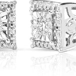 Diamond Stud Earrings For Women Sterling Silver Halo I-J Color, I2 I3 Clarity Metal Diamond Metal Diamond EX-STOCK