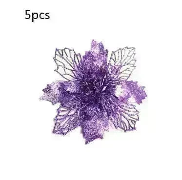 Glitter Artifical Christmas Flowers Christmas Tree Decorations For Home Fake Flowers Xmas Ornaments New Year Decor - EX-STOCK CANADA