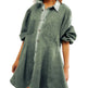 Women's Long Lantern Sleeve Button Denim Dress - EX-STOCK CANADA