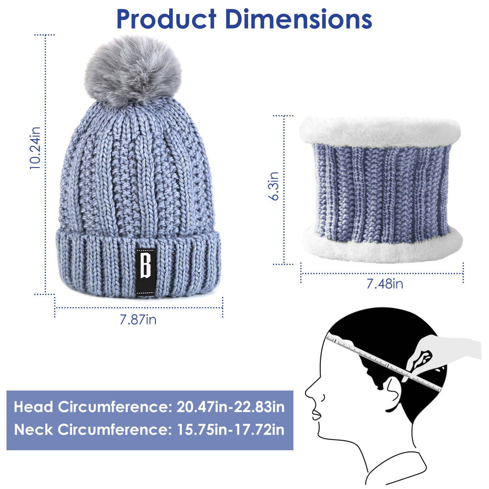 1Set Winter Beanie Hat Scarf Set Women Warm Knitting Skull Cap Neck Warmer For Walking Running Hiking Camping Outdoors Gift EX-STOCK
