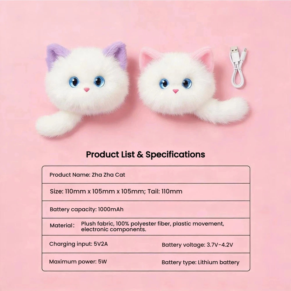 Interactive AI Cat Plush Toy – Rechargeable Electronic Pet