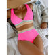 High Waist Split Bikini Solid Color - EX-STOCK CANADA