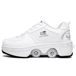 2-in-1 Deformable Roller Skate Sneakers – Retractable 4-Wheel Heelys-Style Shoes