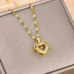 Valentines Day Gift Double-layer Smart Love Pendant Titanium Steel Necklace Fashion Jewelry Woman - EX-STOCK CANADA