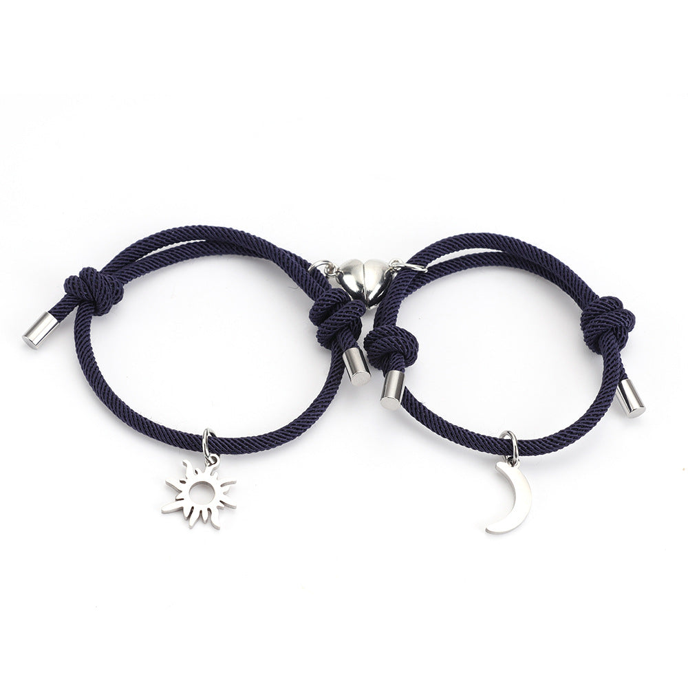 Bracelet de couple pendentif soleil et lune en titane acier inoxydable - EX-STOCK Canada