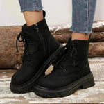 Botas de encaje de tacón cuadrado para mujeres otoño invierno todo el partido zapatos delgados de moda botín
