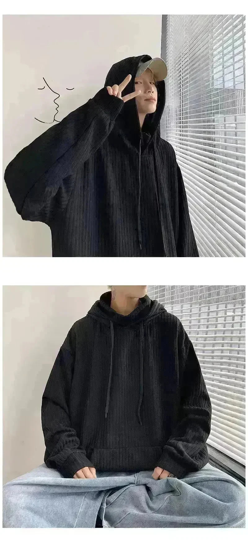 American Oversized Drawstring Turtleneck Hoodie Sweatshirt Men - EX-STOCK CANADA