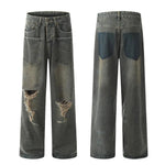 Pocket Design Loose Denim Straight-leg Trousers Men Jeans - EX-STOCK CANADA