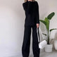 Casual 2pcs Co ord Winter Turtleneck Knitted Suit Loose Split Long-sleeved Top And Straight Trousers Fashion Casual Solid Set Women's Clothing - EX-STOCK CANADA