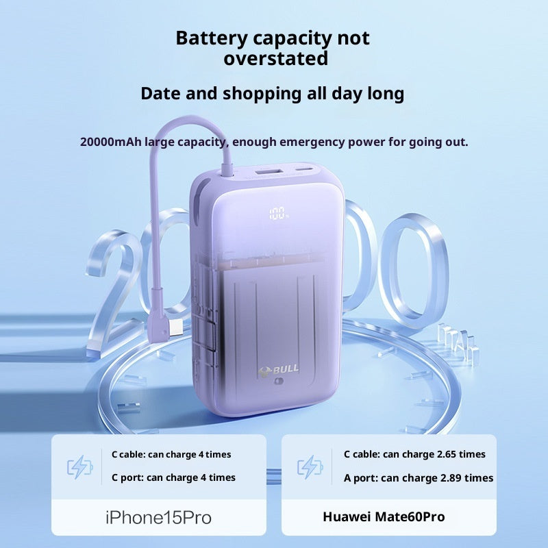 Power Bank 20000 MA Super Large Capacity Fast Charging With Cable EX-STOCK Canada 