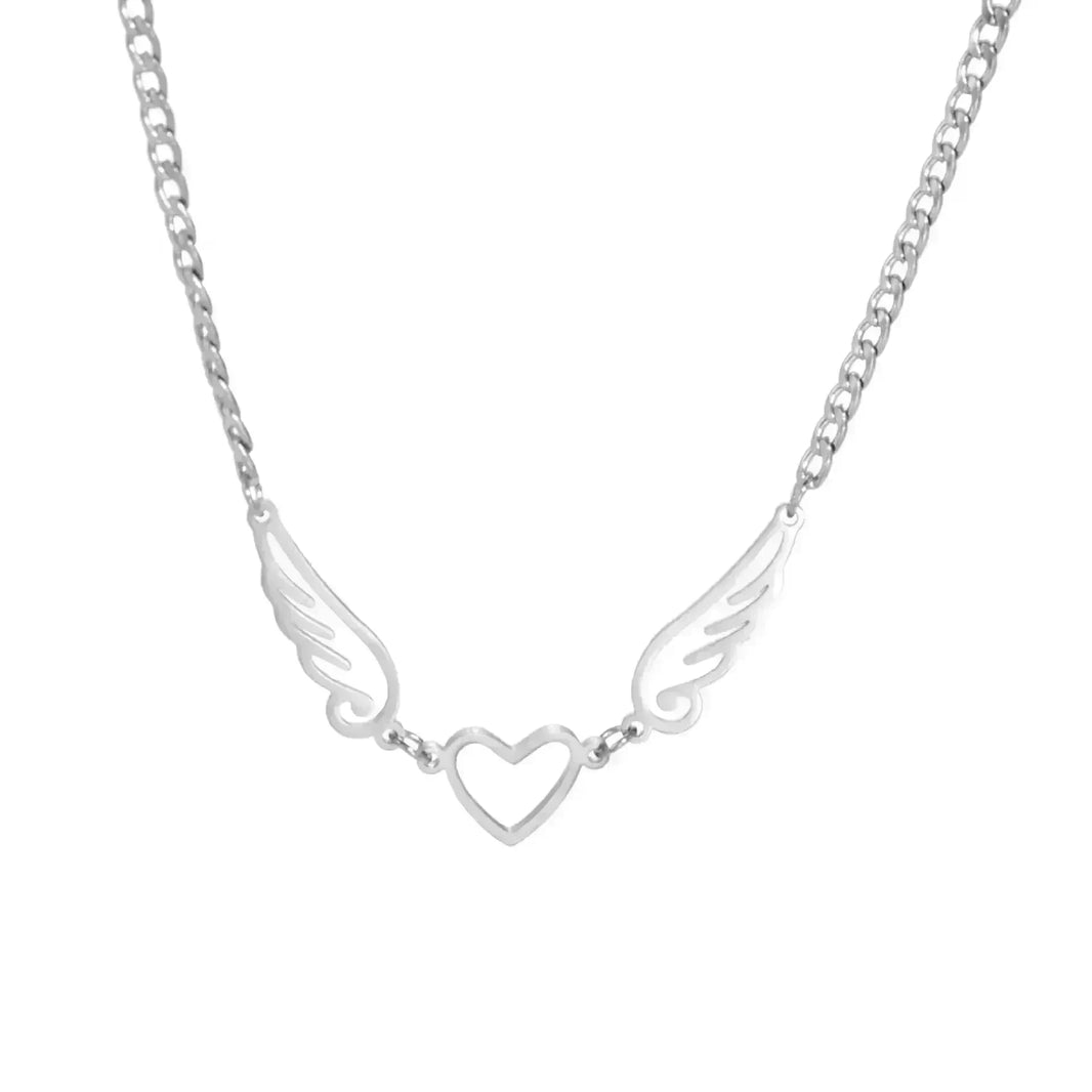 Hollow Heart Angel Wing Necklace - EX-STOCK CANADA