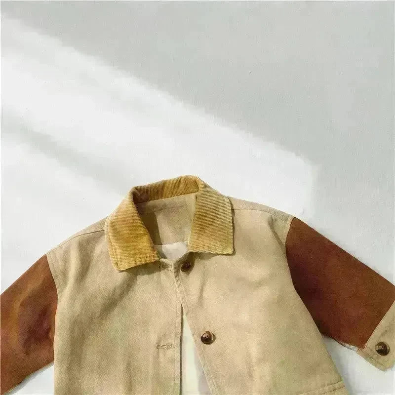 Windbreaker Sleeve Color Contrast Small Lapel Medium Long jacket kids - EX-STOCK CANADA