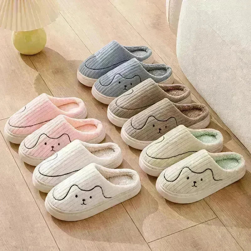 Striped Cat Slippers Indoor Couple Non-slip Floor Bedroom Slipper Winter Warm Plush House Shoes Women Men - EX-STOCK CANADA