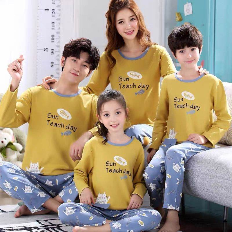 Parent-child Pajamas Cotton Long Sleeve Cartoon Children's Loungewear EX-STOCK