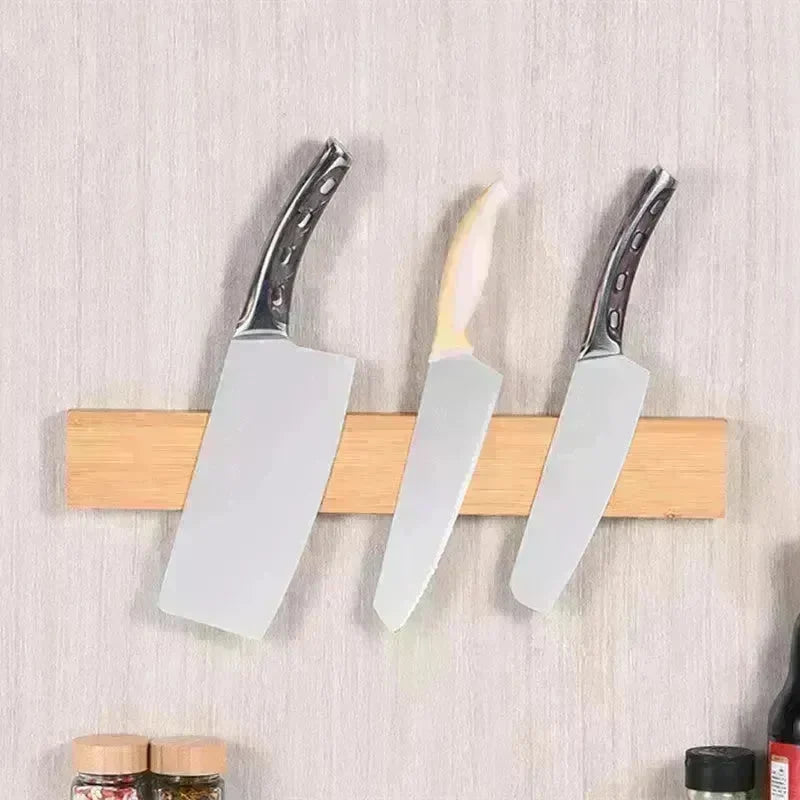 Wall Mounted Wooden Block Magnetic Knife Holder Rack - EX-STOCK CANADA