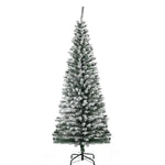 HOMCOM 6ft Artificial Snow Flocked Christmas Tree With Foldable Steel Stand Home Indoor Decoration Green