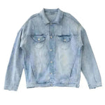 Casual Light Blue Cotton Denim Jacket for Men