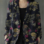 Women's floral Cotton Linen jacket Pocket Blazer - EX-STOCK CANADA
