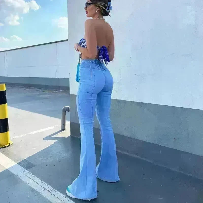 Hot Stretch Denim Pants Tight Slim Fit Bootcut Jeans For Woman - EX-STOCK CANADA