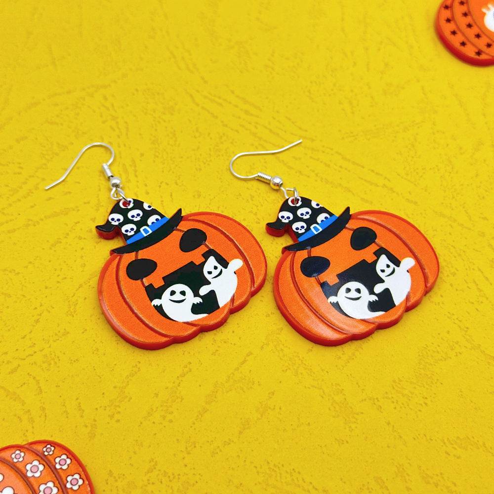 Halloween Day Ornament Colorful Ghost Eyes Funny Acrylic Earrings For Women - EX-STOCK Canada