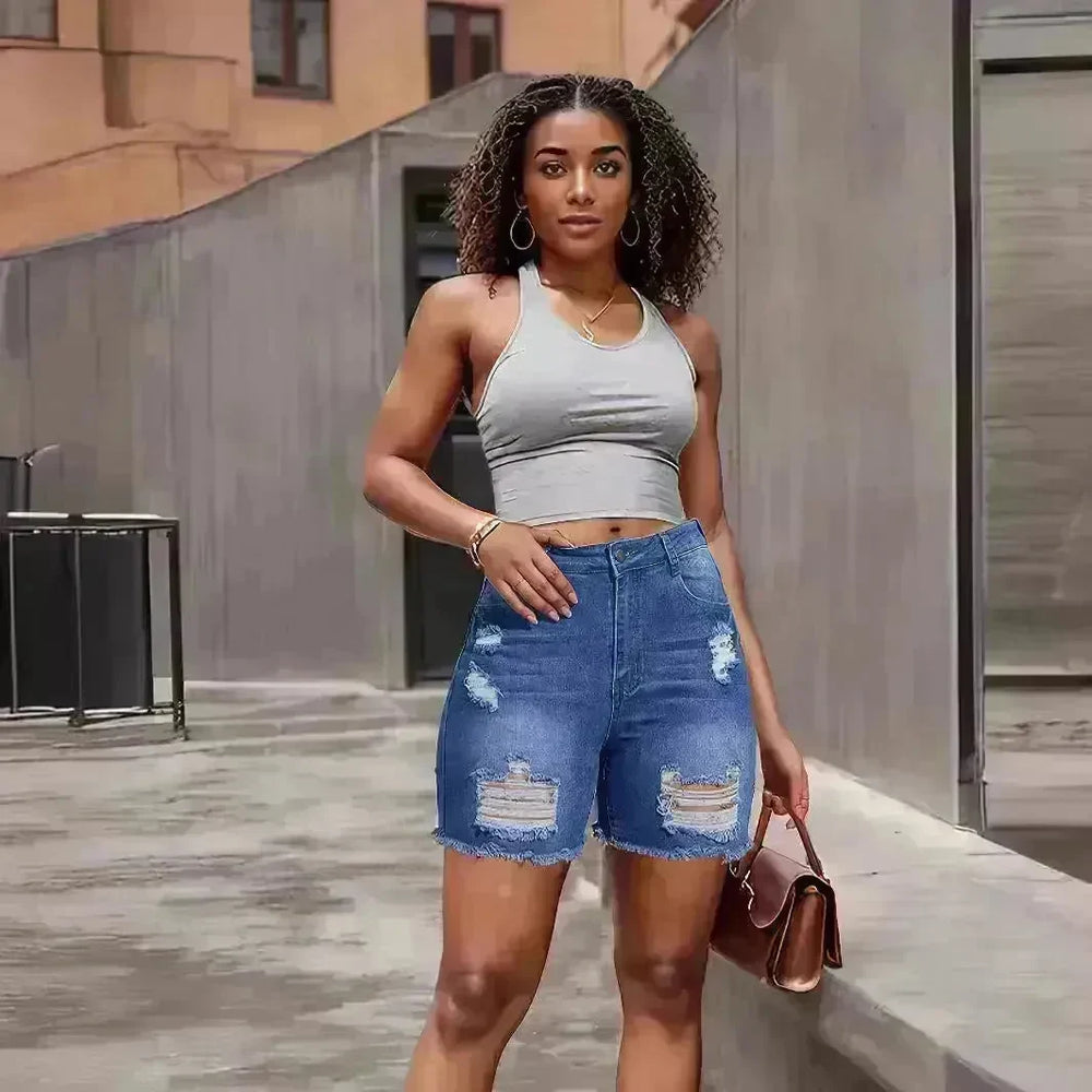 Denim With Hole Shorts For Women - EX-STOCK CANADA