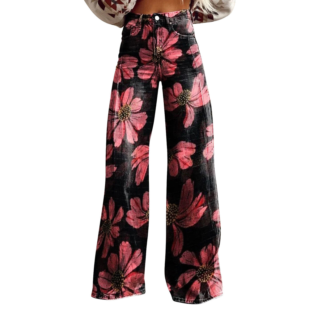 American And European-style Womens Flared Denim Jeans Made From Pure Cotton 