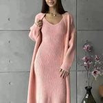 Mujeres 2 piezas Conjunto de invierno Conjunto de vestimenta de vestimenta larga Cardigan larga chaqueta