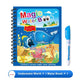 Children's magic water book with underwater world design and water brush on a white background