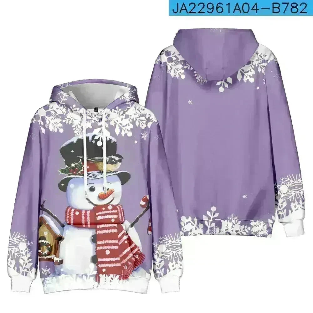 Christmas Snowman Personalized Printed Hoodie Sweatshirts - EX-STOCK CANADA