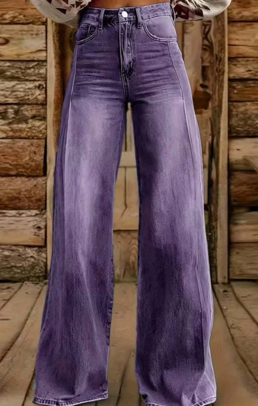 Thermal Transfer Bell-bottom Pants Simulation Denim Trousers Loose Pants 