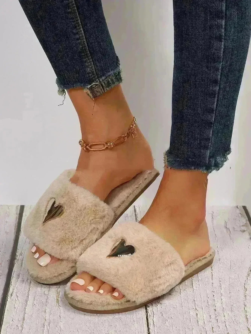 Fluffy Slipper Fall Winter Warm Home Fur Furry Slippers Women Plush Shoes Indoor House Fuzzy Flip Flops Female Padded Fleece Living Bedroom - EX-STOCK CANADA
