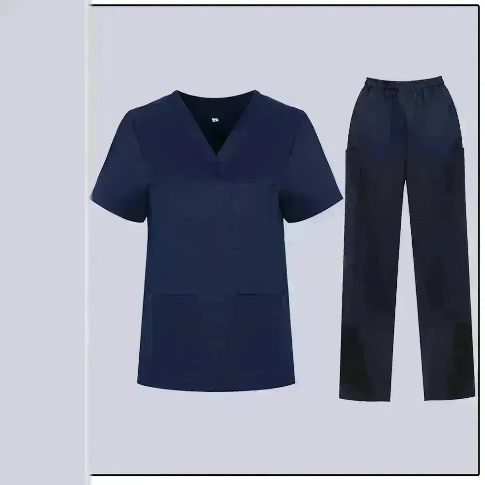 Women Nurse Uniform Female Hospital Nurse Costume V Neck Top Pants Set Nursing Uniforms Women Scrubs Set for Beauty Salon Massaging Workwear - EX-STOCK CANADA