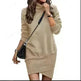 Long Sleeve Dress Solid Color High Neck Cross Short Cashmere Dress for Women - EX-STOCK CANADA