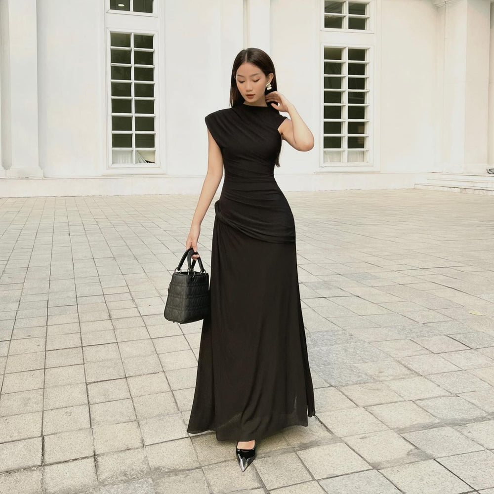 Women's Pleated Round Neck Sleeveless Irregular Dress EX-STOCK Canada 