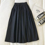 Solid Color Women Workwear Pleated Midi Skirt - EX-STOCK CANADA