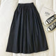Solid Color Women Workwear Pleated Midi Skirt - EX-STOCK CANADA