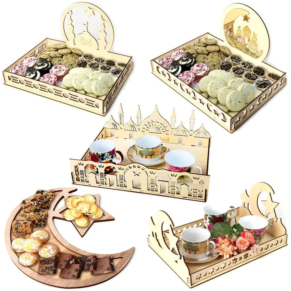 Wooden Ornament Eid Al Fitr Table Decoration coffee Tray - EX-STOCK CANADA