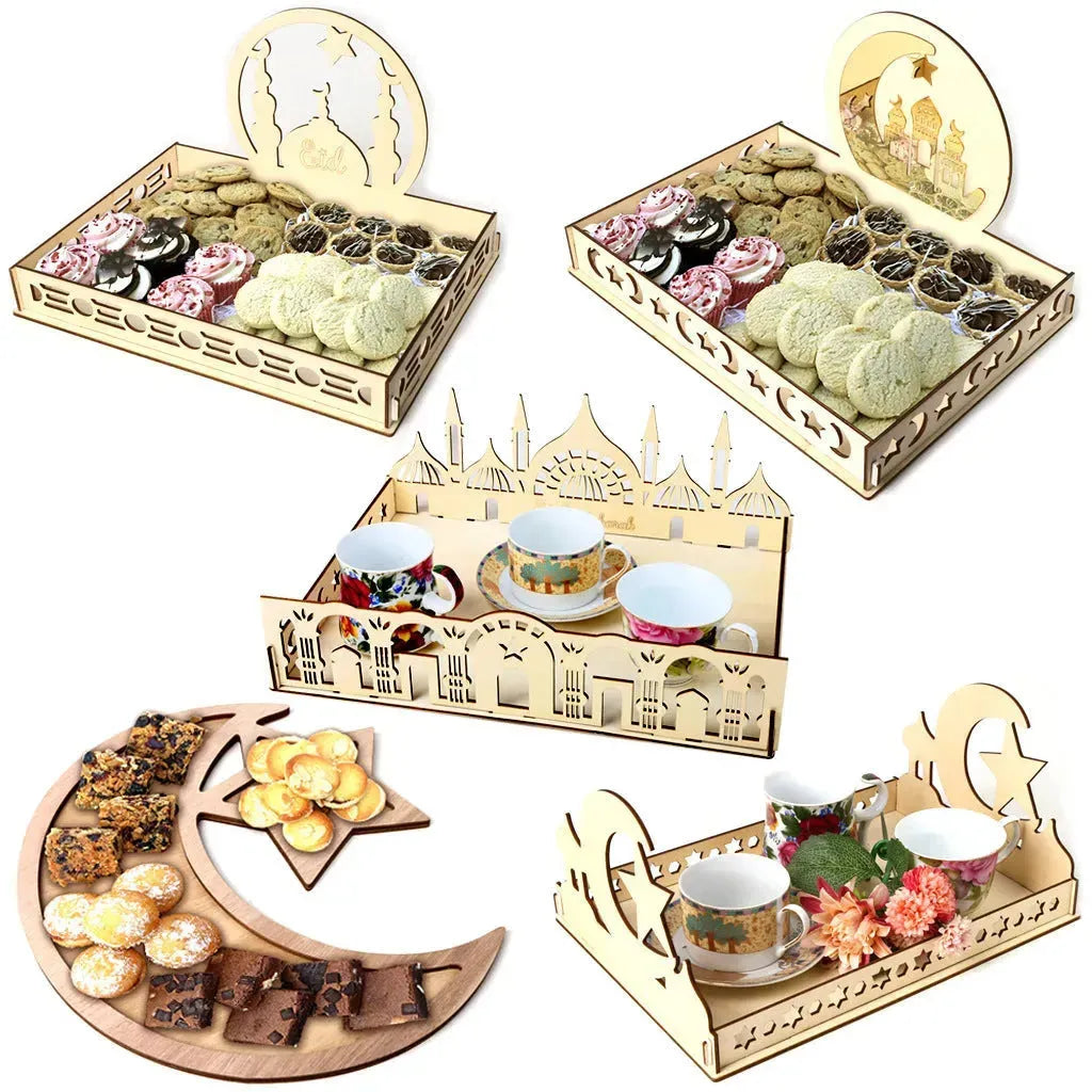Wooden Ornament Eid Al Fitr Table Decoration coffee Tray - EX-STOCK CANADA