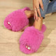 Fashion Open-toed Plush Slippers Winter Warm Indoor Bedroom Floor Soft Fluffy Slipper For Couple Solid Color House Shoes Women - EX-STOCK CANADA