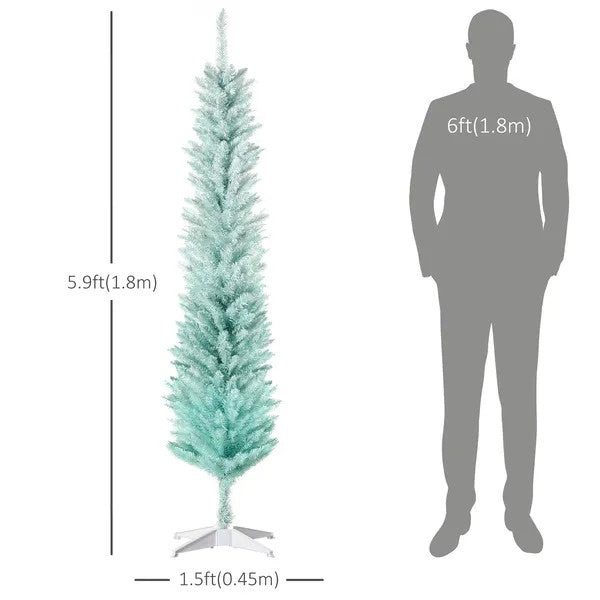 6ft Pencil Christmas Trees, Skinny Artificial Christmas Tree For Xmas Holiday Decor, Gradient Blue EX-STOCK Canada 