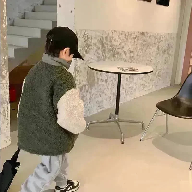 Children Lambswool fleece  Warm Thickened Winter coat Cardigan Kids - EX-STOCK CANADA