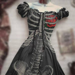 Halloween 3D Skull Print Women's Short Sleeve A- Line Skirt EX-STOCK