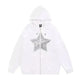 American street Star Printed Hoodie Cardigan unisex for fall winter - EX-STOCK CANADA